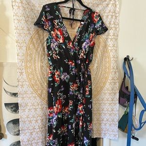 Xhilaration long black and floral dress